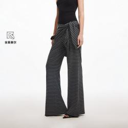 ONLY 2026秋季新款条纹三角巾装饰喇叭裤休闲裤女