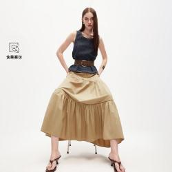 ONLY 2026秋季新款松紧腰头设计高腰伞裙纯色半身裙女