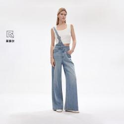 ONLY 2026秋季新款宽松直筒高腰背带裤牛仔裤女