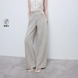 ONLY 秋季弹力小个子高腰宽松直筒裤牛仔裤女垂感裤
