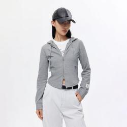 ONLY 2025秋季运动休闲连帽双向拉链长袖开衫卫衣女