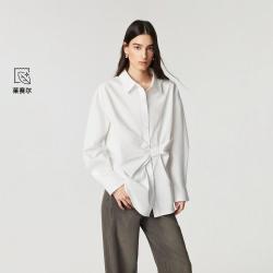 ONLY 秋季立体收褶腰身翻领宽松落肩长袖衬衫女
