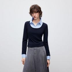 ONLY 秋秋松弛舒适正肩修身显瘦叠穿套头短款卫衣女