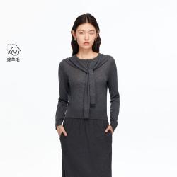 VERO MODA 秋含绵羊毛披肩纯色百搭上衣通勤慵懒舒适针织衫女
