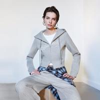 ONLY 秋季修身显瘦短款双向拉链连帽开衫卫衣女