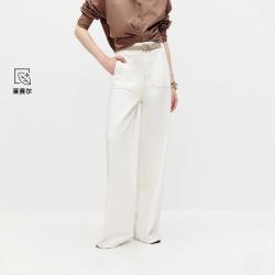 ONLY 秋季实用方形大口袋长款高腰直筒牛仔裤女