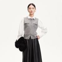 限尺码：VERO MODA 秋翻领灯笼袖衬衫假两件时尚百搭专柜同款职场衬衫女