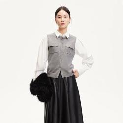 VERO MODA 秋翻领灯笼袖衬衫假两件时尚百搭专柜同款职场衬衫女