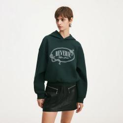 ONLY 秋季宽松连帽刺绣落肩剪裁卫衣女