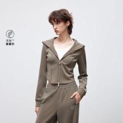 ONLY 秋秋休闲连帽修身短款开衫卫衣女