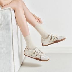 百丽 撞色德训鞋女2026舒适薄底运动休闲板鞋