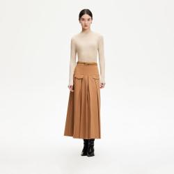 VERO MODA 秋百褶长裙格雷系优雅气质A字高级感洋气半身裙