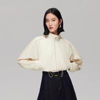 VERO MODA 秋冬纯棉连肩袖抽绳宽松连帽外套百搭摩登中性夹克女