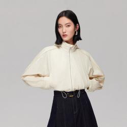 VERO MODA 秋冬纯棉连肩袖抽绳宽松连帽外套百搭摩登中性夹克女