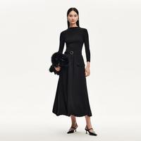 VERO MODA 连衣裙女秋针织拼接纯色显瘦小黑裙时尚通勤专柜同款