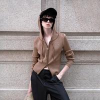 ONLY 秋季连帽通勤修身长袖显瘦打底衫拉链卫衣针织衫女