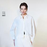 ONLY 秋季宽松立裁抽绳两穿翻领短款长袖衬衫女