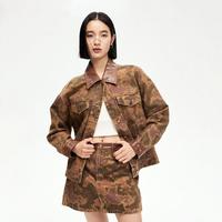 VERO MODA 短外套女秋loose版型迷彩复古摩登牛仔上衣高级感