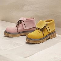 他她 冬复古工装靴女百搭舒适牛皮短靴女通勤马丁靴西部靴