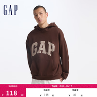 Gap 碳素磨毛 格纹 男士连帽卫衣