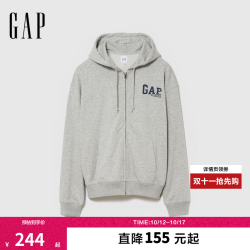 Gap logo印花宽松连帽卫衣 灰色 L码