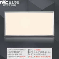 雷士 LED集成吊顶平板灯 24W 30*60cm