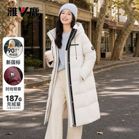 雅鹿 女中连帽长款羽绒服 充绒量150-199g 新国标90鸭绒