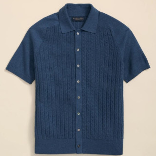 经典款：Brooks Brothers 棉质绞花针织短袖Polo衫 多色可选