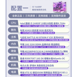七彩虹 AMD DIY电脑主机（i5-14400F、B760M、RX9070XT、16GB、512GB）