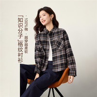 佐丹奴 【法兰绒格纹】宽松翻领长袖衬衫 05346872