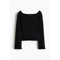 移动端：H&M 【V领露肩】罗纹针织上衣 1289511