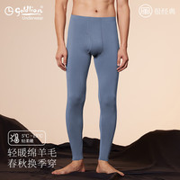 金利来 秋裤男士羊毛薄款保暖裤单裤打底裤男 灰蓝色 M (165/90)