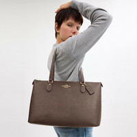 PLUS会员、今日必买：COACH 女士GALLERY大号单肩手提托特包深褐色CV402