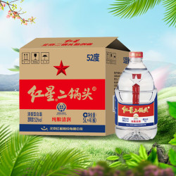 红星 二锅头北京 5L大桶装酒 清香型高度白酒 泡药酒 纯粮口粮酒 52度 5L 4桶 整箱
