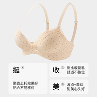 芬腾 2件装聚拢内衣女小胸显大圆胸杯浪漫波点无钢圈收副乳防下垂文胸 粉肤+粉底液 70A B