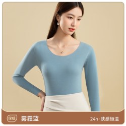 欧迪芬 山羊绒保暖内衣 女士 打底衫上衣 雾蓝 2XL