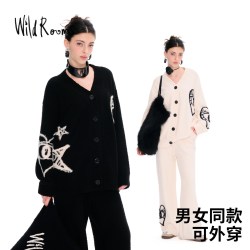 狂野之屋 睡衣女秋季开衫家居服套装慵懒可外穿半边绒