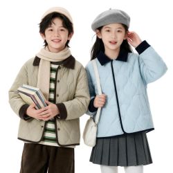 小猪班纳 儿童轻薄棉服 冬季保暖外套男童棉袄防风防寒衣服 青少年冬装棉袄  卡其