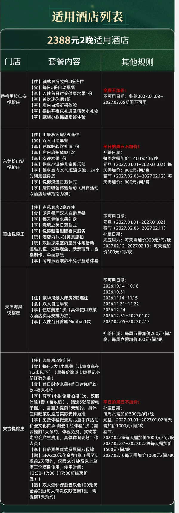悦榕庄全国17店2晚通兑+双早+(限时住2晚赠1晚)
