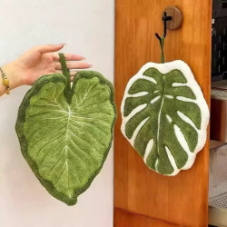 COODORA 厨房创意树叶擦手巾，加大加厚吸水速干毛巾，厨房卫生间珊瑚绒抹布 树叶款2支装