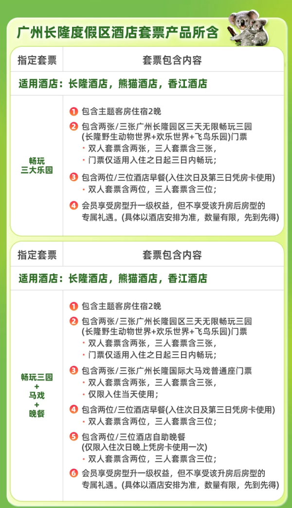 20点开始：广州长隆3天2晚无限畅玩三大乐园套票