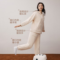 YOUKESHU 女士睡衣女珊瑚绒加厚可外穿秋冬抗静电情侣家居服男 油蜡纸 M
