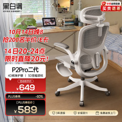 黑白调 P2 Pro+二代 4D腰托 霜白带脚托 电脑椅