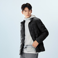 波司登 男士轻薄鹅绒羽绒服 立领菱形格 黑色 M