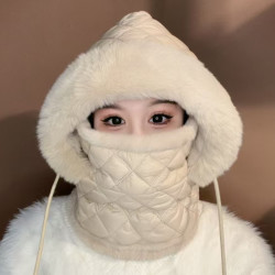 新款冬季女骑行帽加绒防风防寒一体护耳帽骑车加厚保暖帽子