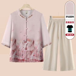 中老年女装妈妈装开衫上衣奶奶装夏季七分袖中国风老人衣服