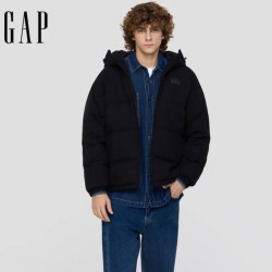 Gap 男装宽松连帽百搭泡芙羽绒服