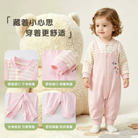 婧麒 婴儿衣服春秋假两件条纹背带裤外出服