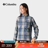 哥伦比亚 户外26秋冬新品女子野营徒步保暖抓绒外套XR2913 508 蓝铃花格纹 XL (170/92A)
