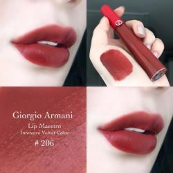 ARMANI beauty 阿玛尼(ARMANI)唇釉显色复古口红唇彩6.5ml 臻致丝绒哑光 液体唇膏 206号奶栗红棕色